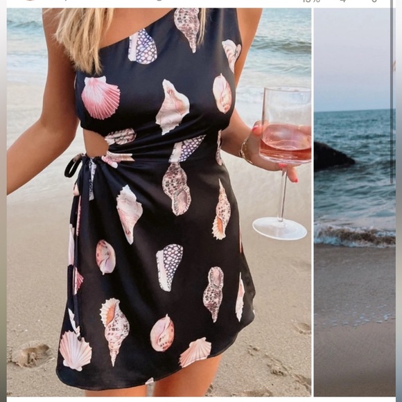 Show Me Your MuMu Dresses & Skirts - Show Me Your MuMu Black Mini Dress with Pink Shell Print
